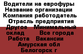 Водители на еврофуры › Название организации ­ Компания-работодатель › Отрасль предприятия ­ Другое › Минимальный оклад ­ 1 - Все города Работа » Вакансии   . Амурская обл.,Белогорск г.